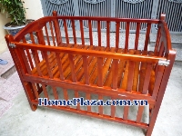 Giường cũi trẻ em gỗ THÔNG QUẾ m2x80 cánh gián 